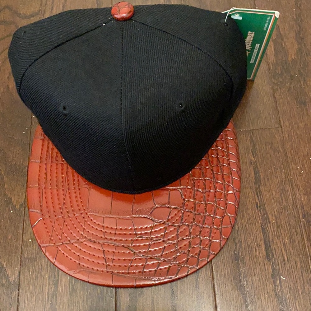 Burgundy and black hat